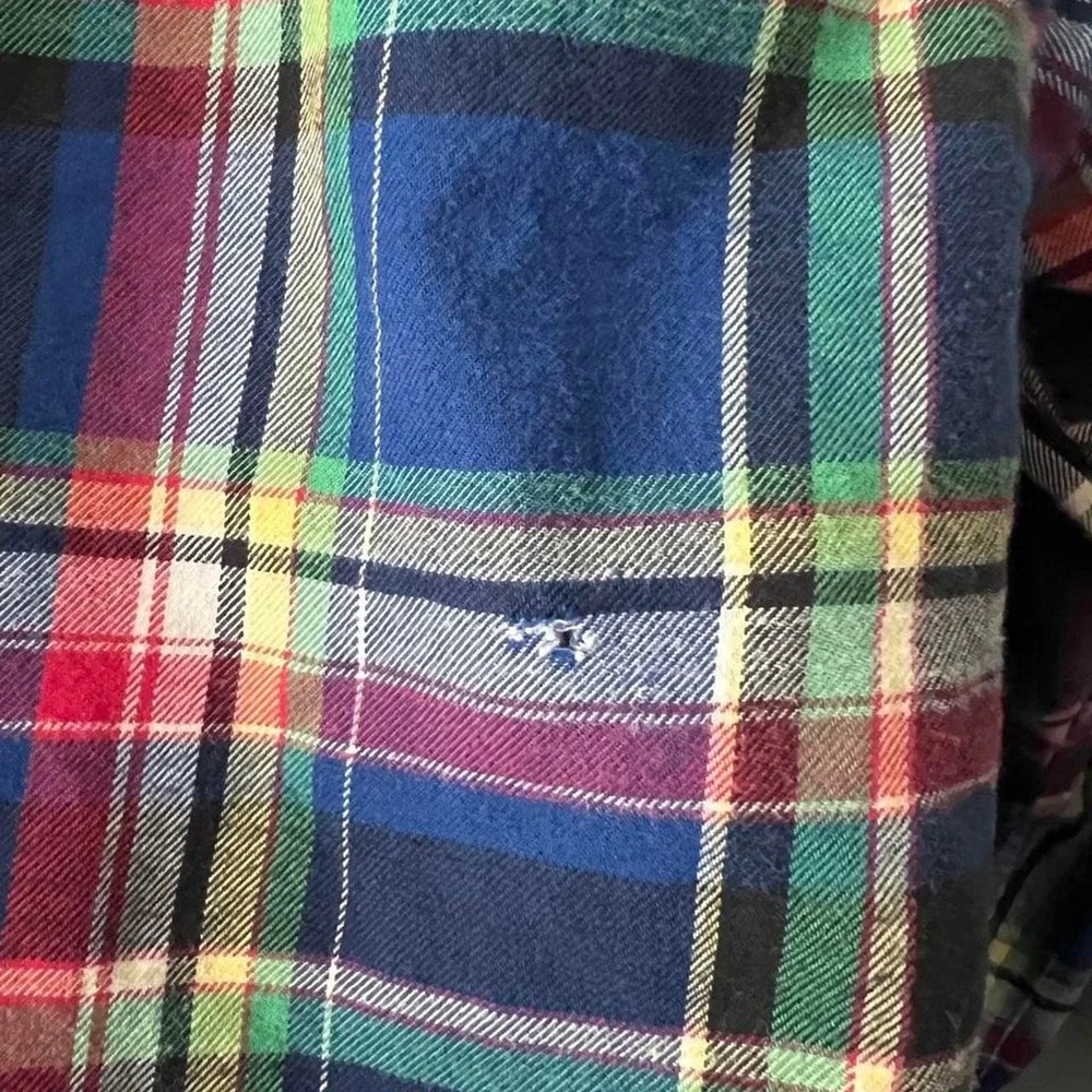 Ralph Lauren Plaid Cotton Button Up Short Boys Size Large 14/16 Preppy Academia